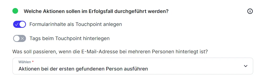 Forms Aktionen Daten Person CRM Cloud E-Mail Gefunden